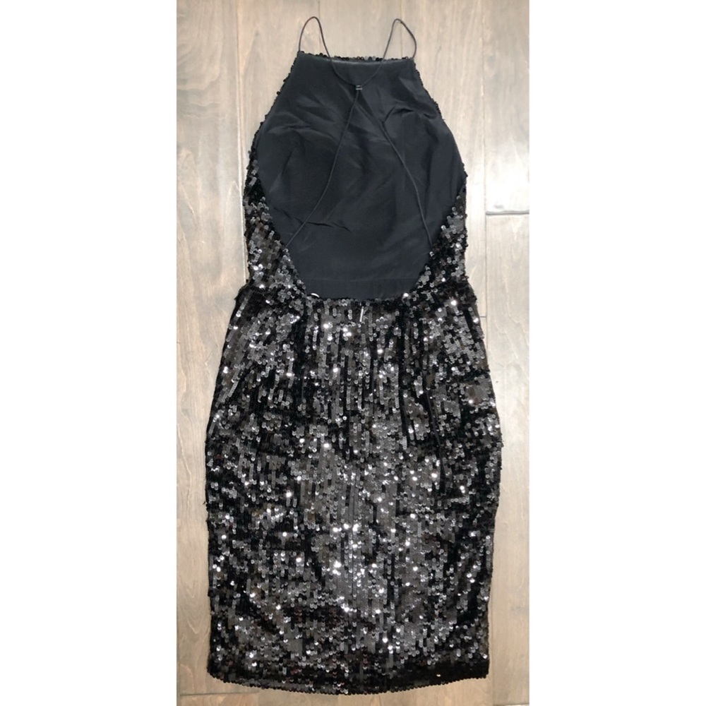 Jason Wu Black sequined georgette midi dress SZ 6 - Picture 12 of 15